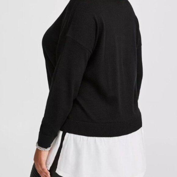 NWT Torrid Black and White Hem Layered 2fer Soft Sweater 0676 - Picture 5 of 11